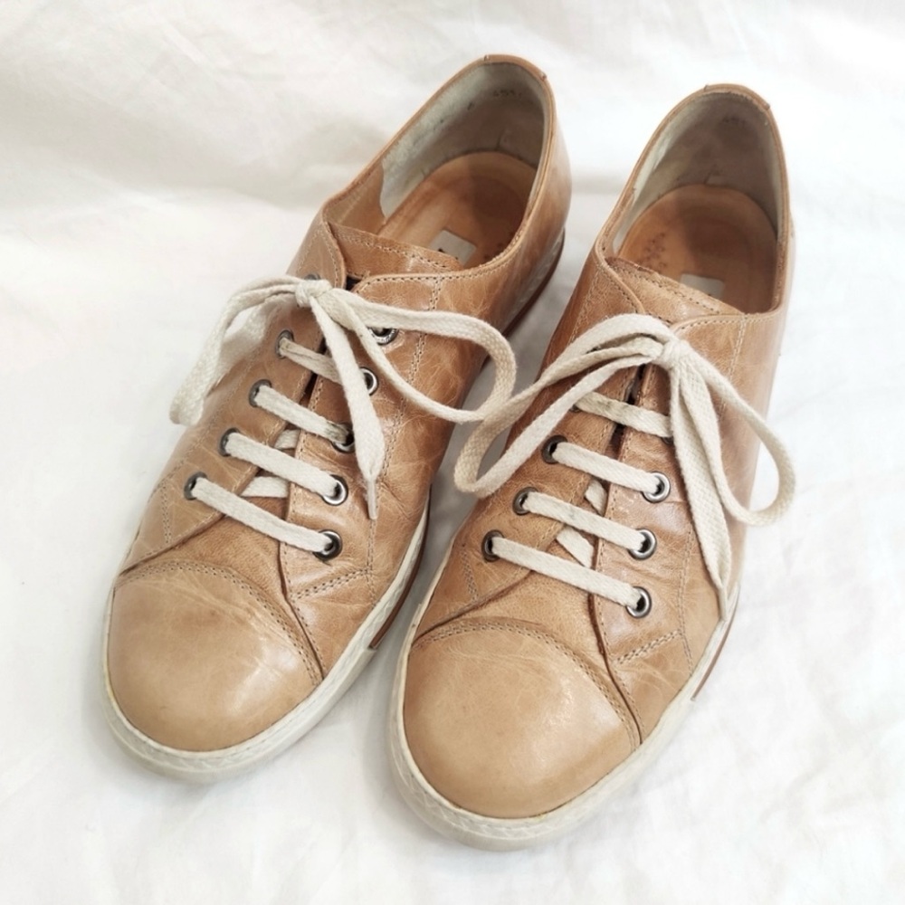 Paul Green Leather Sneakers in Tan